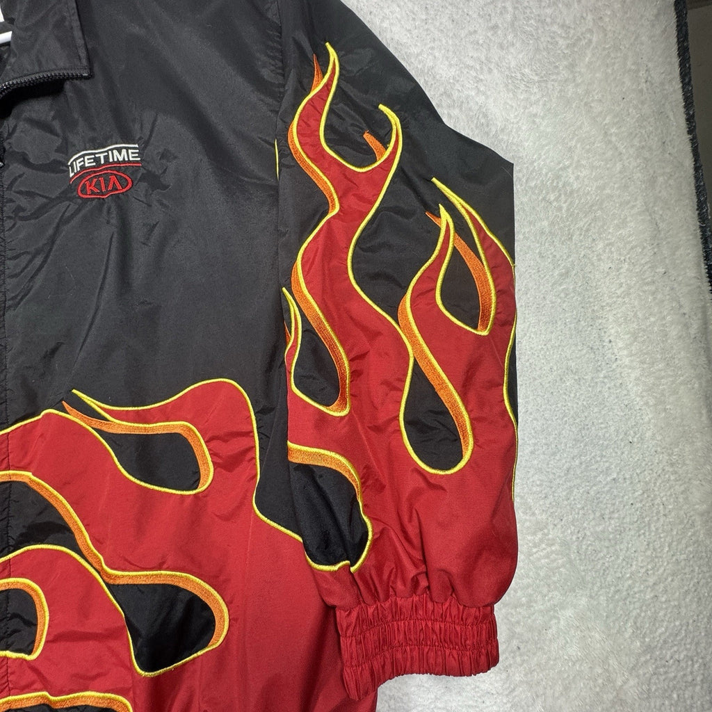 Speed Zone Race Gear Flame Racing Jacket VTG Y2K 2XL Lifetime KIA Hot Rod USA