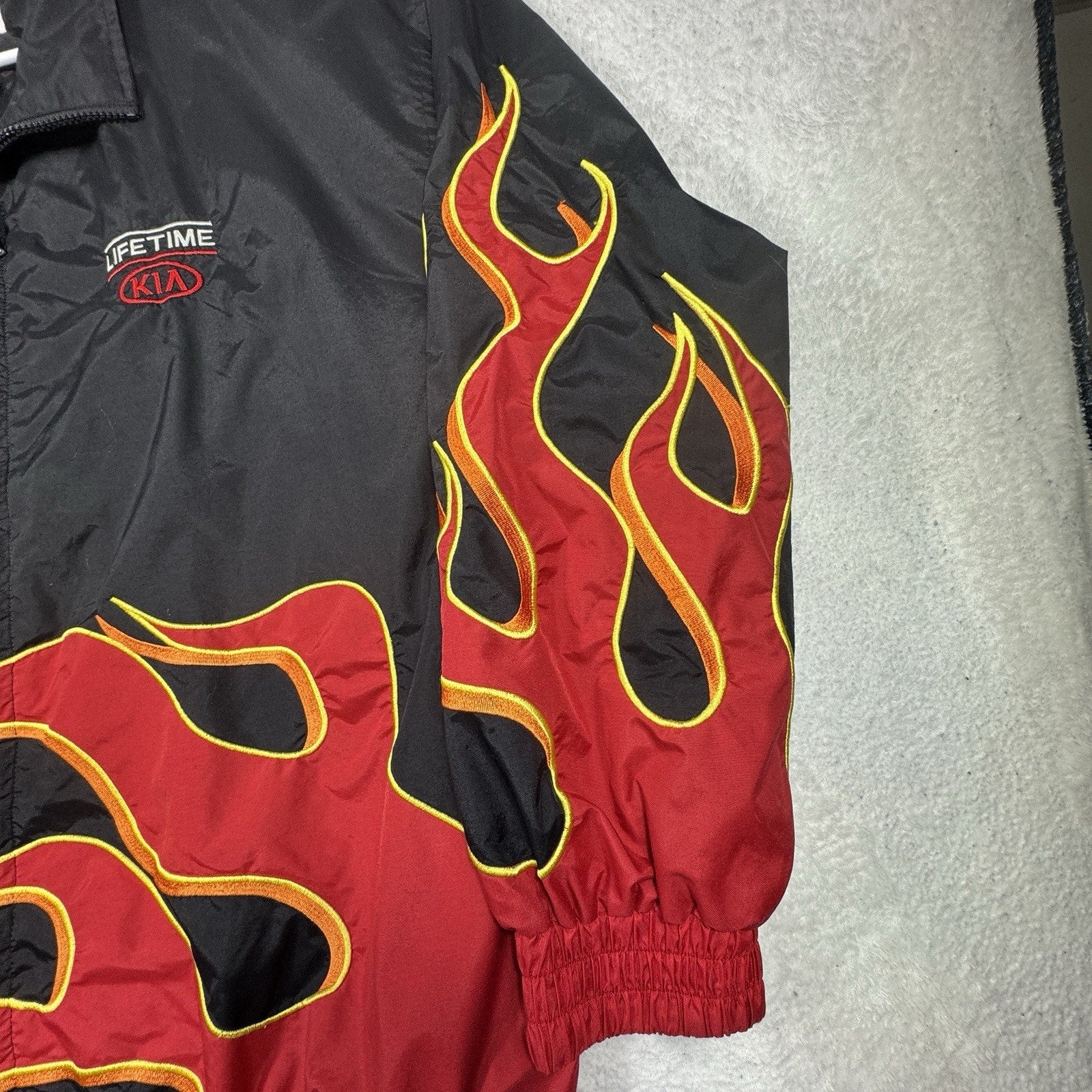 Speed Zone Race Gear Flame Racing Jacket VTG Y2K 2XL Lifetime KIA Hot Rod USA