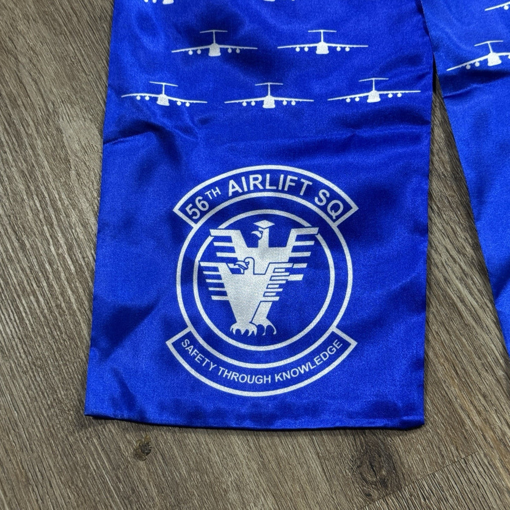 Rama World 56th Airlift Squadron USAF Pilot Scarf Blue C-5 Galaxy Made In USA