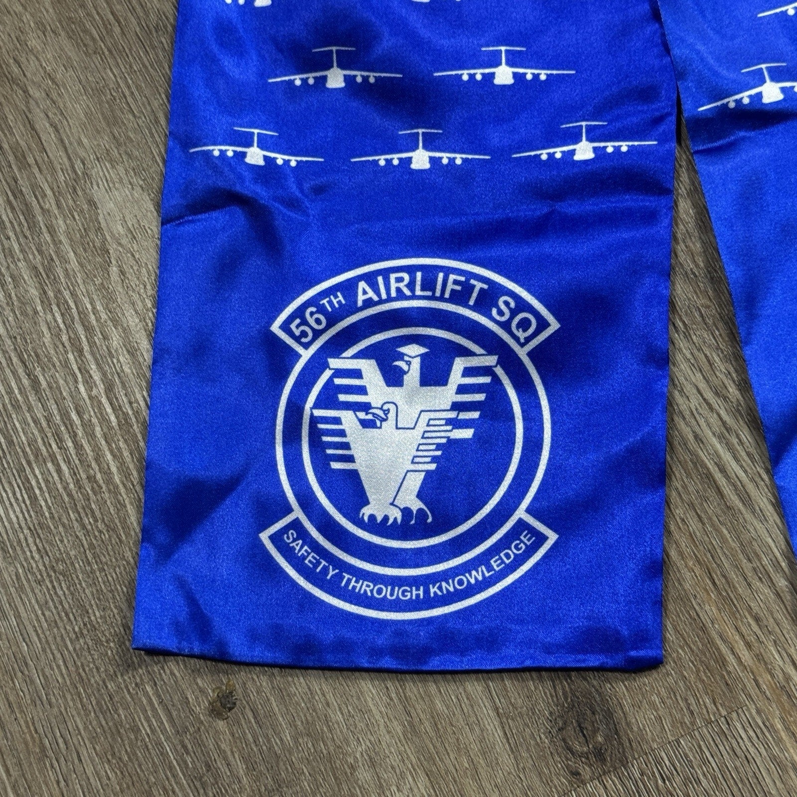 Rama World 56th Airlift Squadron USAF Pilot Scarf Blue C-5 Galaxy Made In USA
