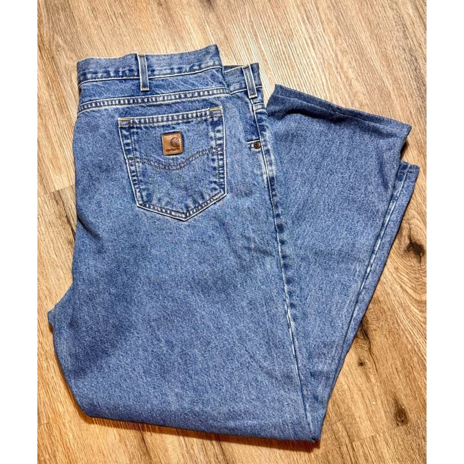Carhartt B18 STW Men’s Traditional Fit Straight Leg Jeans 44x29 Light Wash Denim