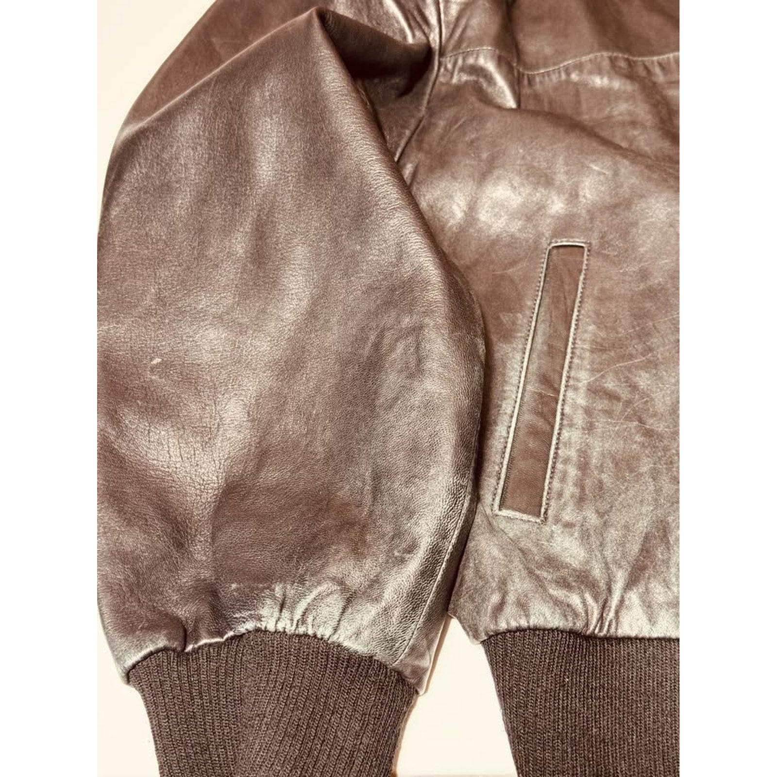 Vintage 1980s/1990s Tannery West Black Leather Bomber Jacket XL Genuine Leather