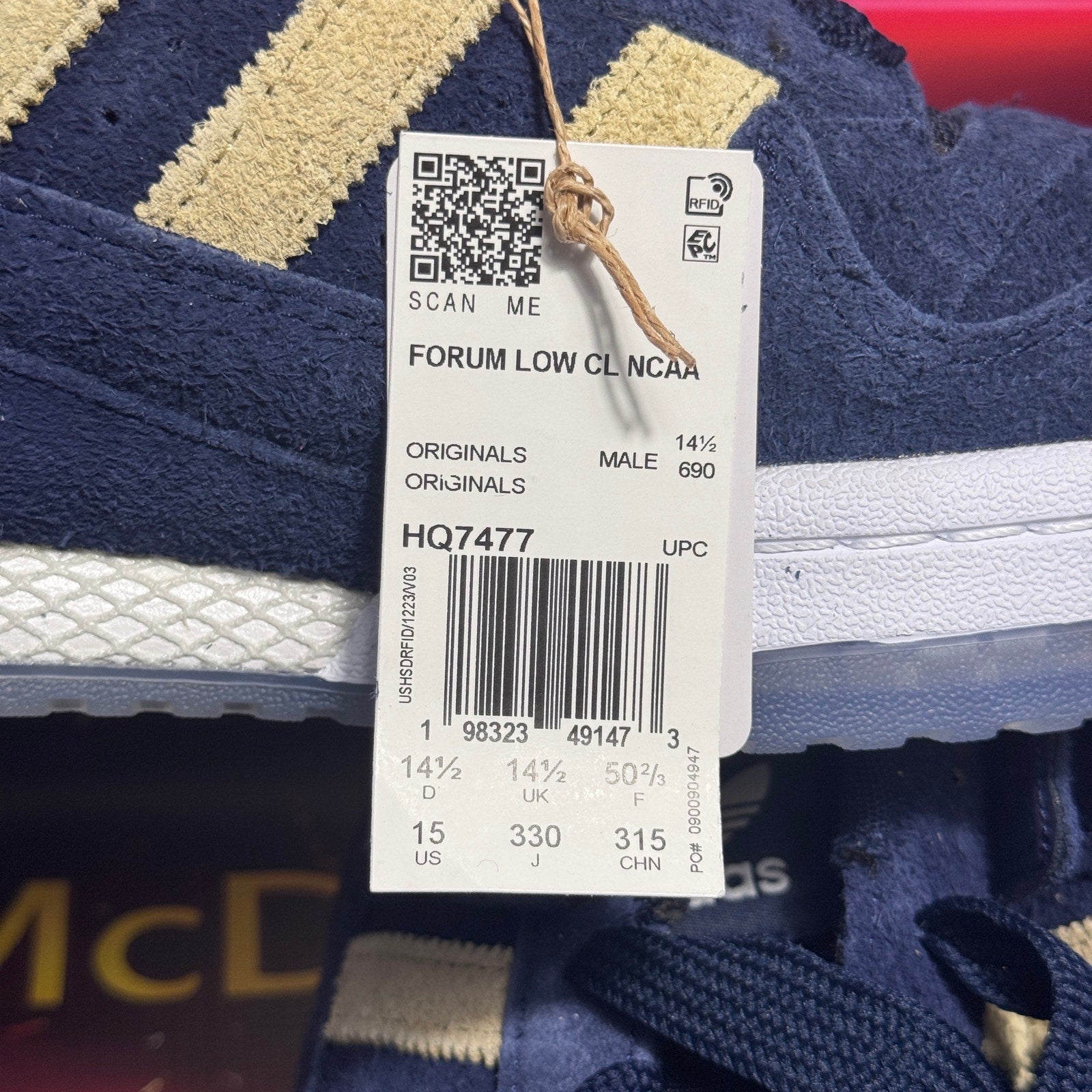 adidas Forum Low CL NCAA Georgia Tech Yellow Jackets HQ7477 Men's 15 Navy Gold