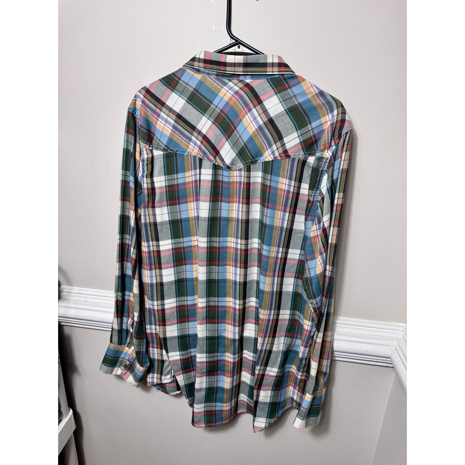 High Noon Pearl Snap Western Plaid Shirt Men’s Large Cowboy Ranch Rodeo Vintage