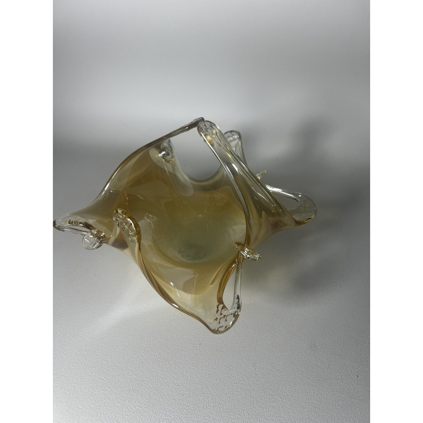 Lavorazione Arte Murano Glass Bowl made in Italy, Amber And gold