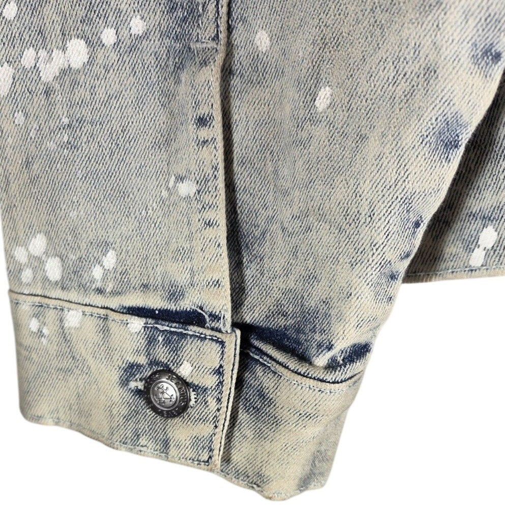 Akademiks Jeanius Denim Jacket Paint Splatter Biker Style Men’s Large