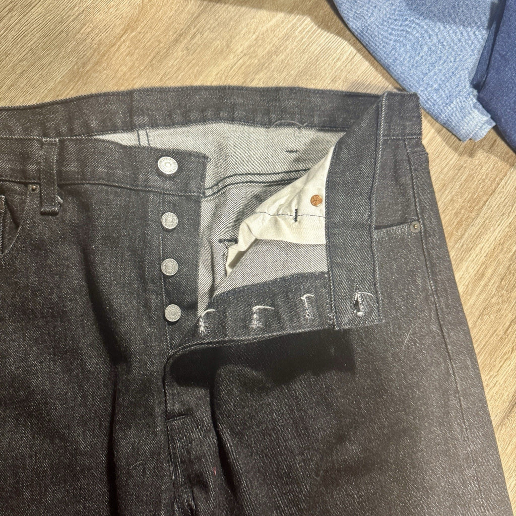 Vtg Levi's 501 Button Fly Jeans Mens 38x32 Black Dark Wash Straight Leg Denim