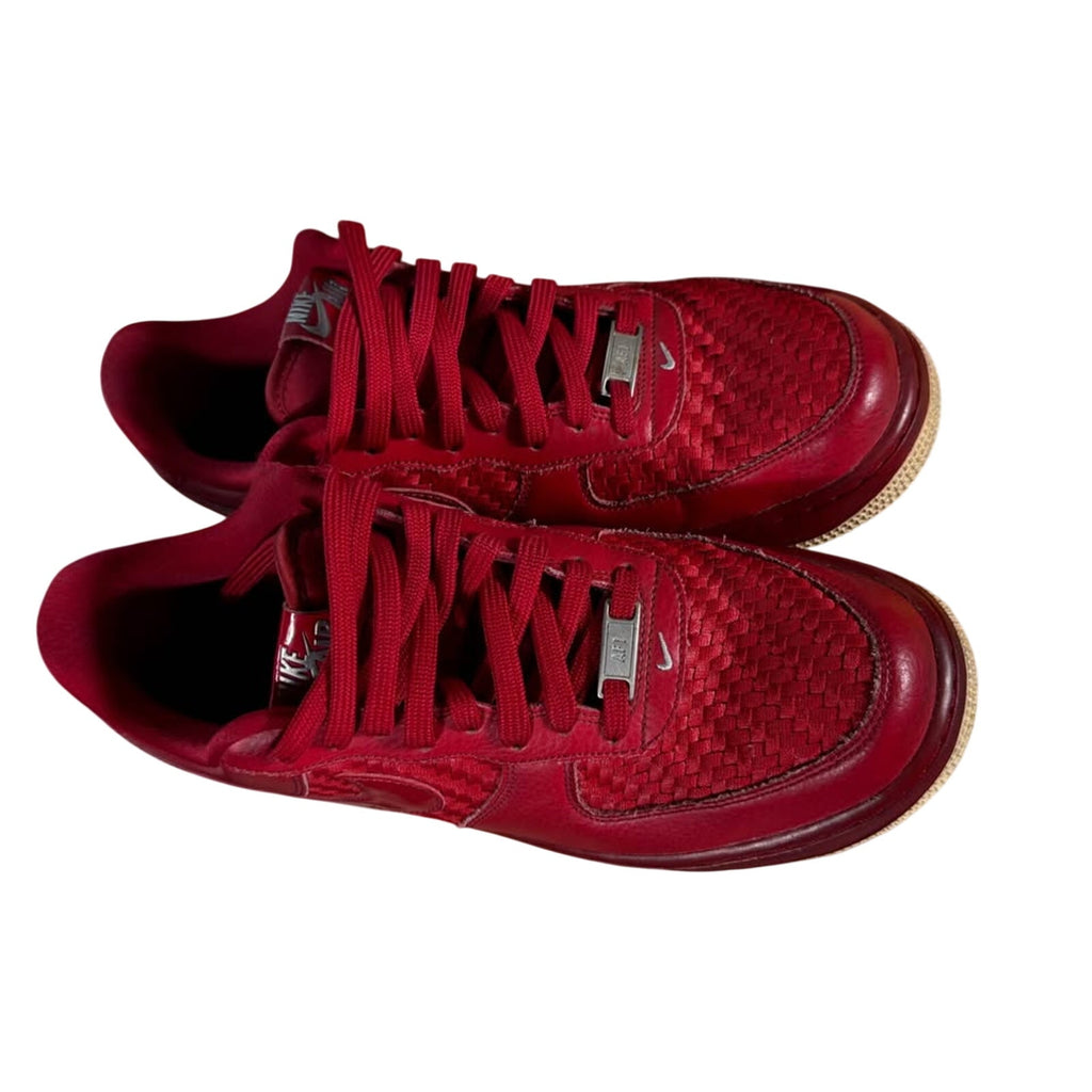 Nike Air Force 1 Low Red Woven Leather Sneakers Men’s 9.5 718152-605 2016