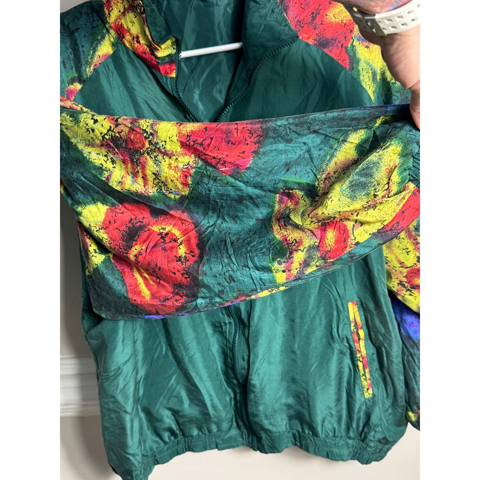 Vintage 90s New Concepts Sport Silk Windbreaker Jacket Colorblock Abstract Print