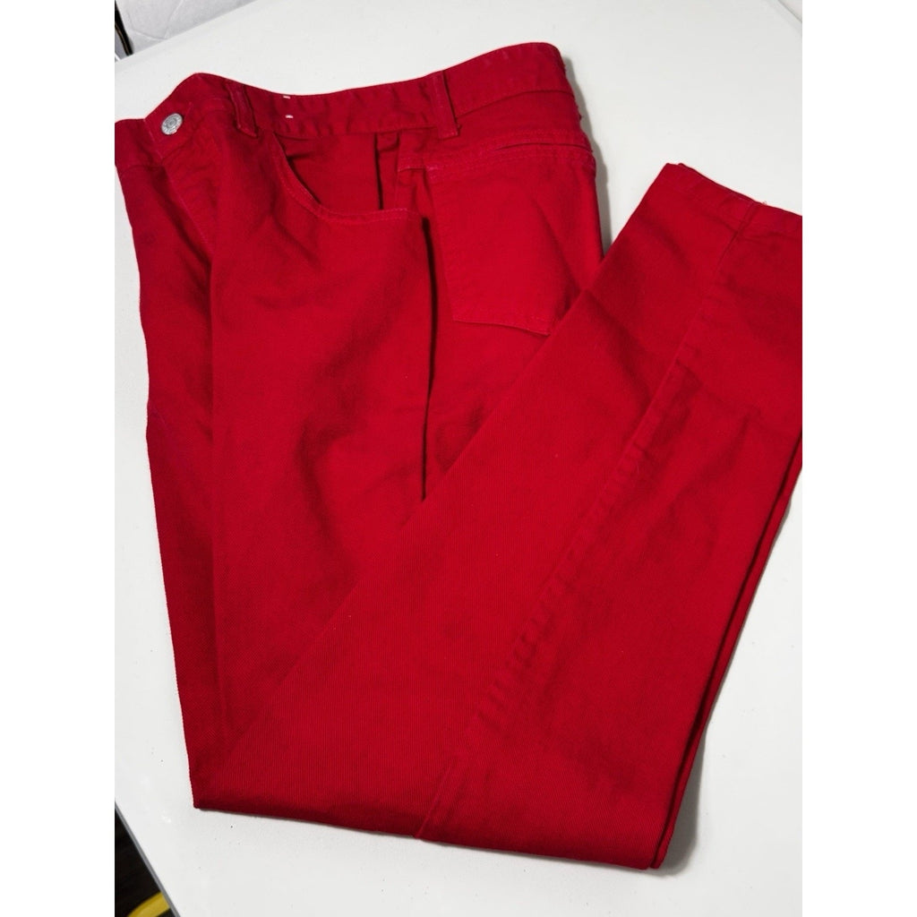 Rare 90 JUST USA Red High Waist Straight Leg Jeans Sz 9 ~ 27” Waist Made in USA