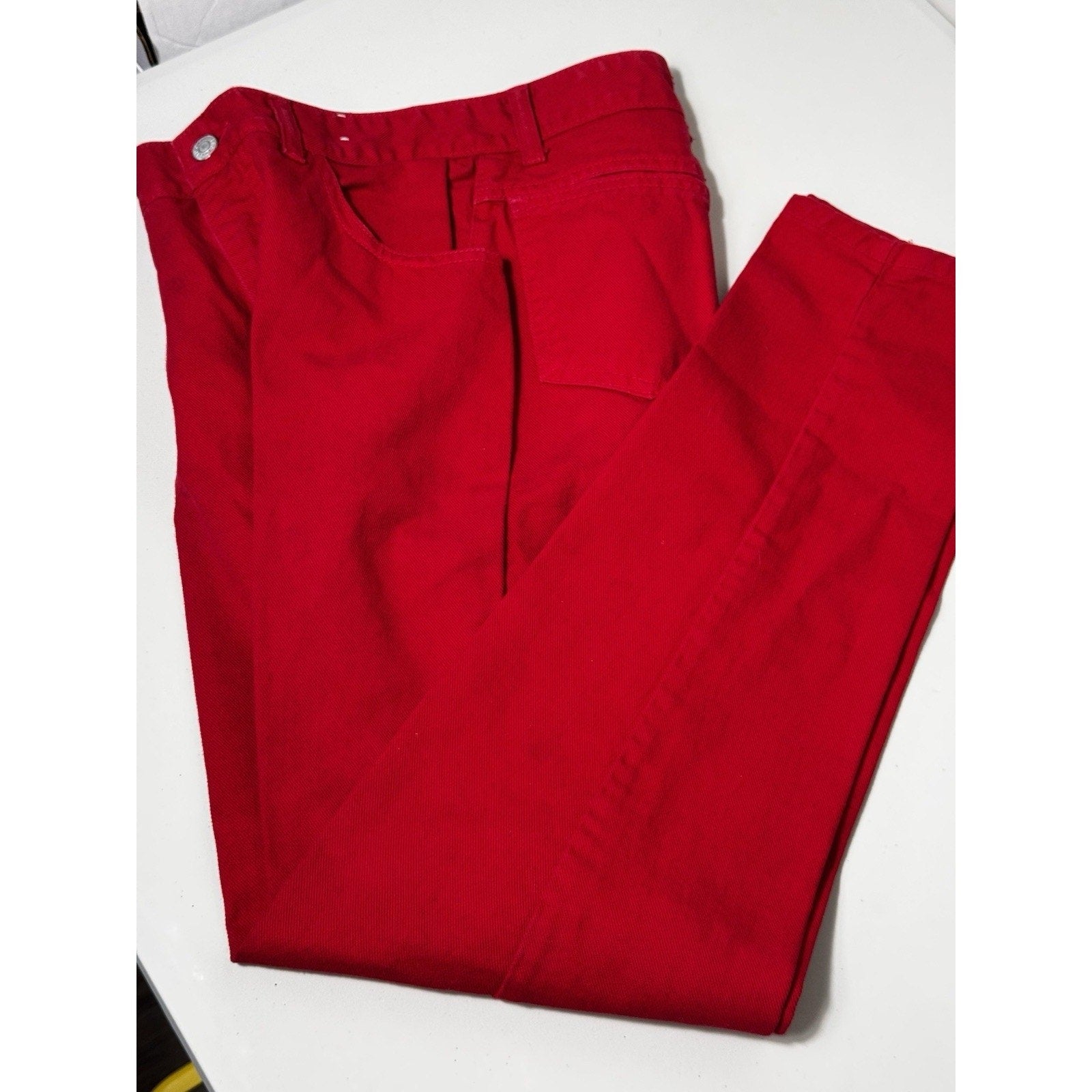Rare 90 JUST USA Red High Waist Straight Leg Jeans Sz 9 ~ 27” Waist Made in USA