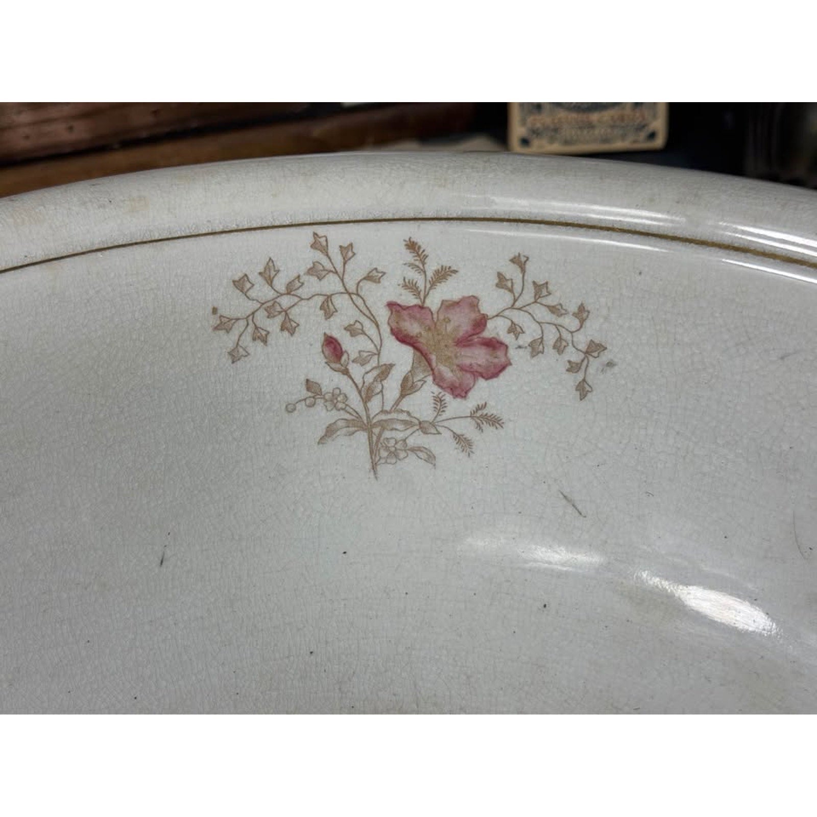 Copied - Late 1800s Vintage O.P. Co Ironstone Wash Basin & Pitcher Set Floral Gold Trim Excelsior