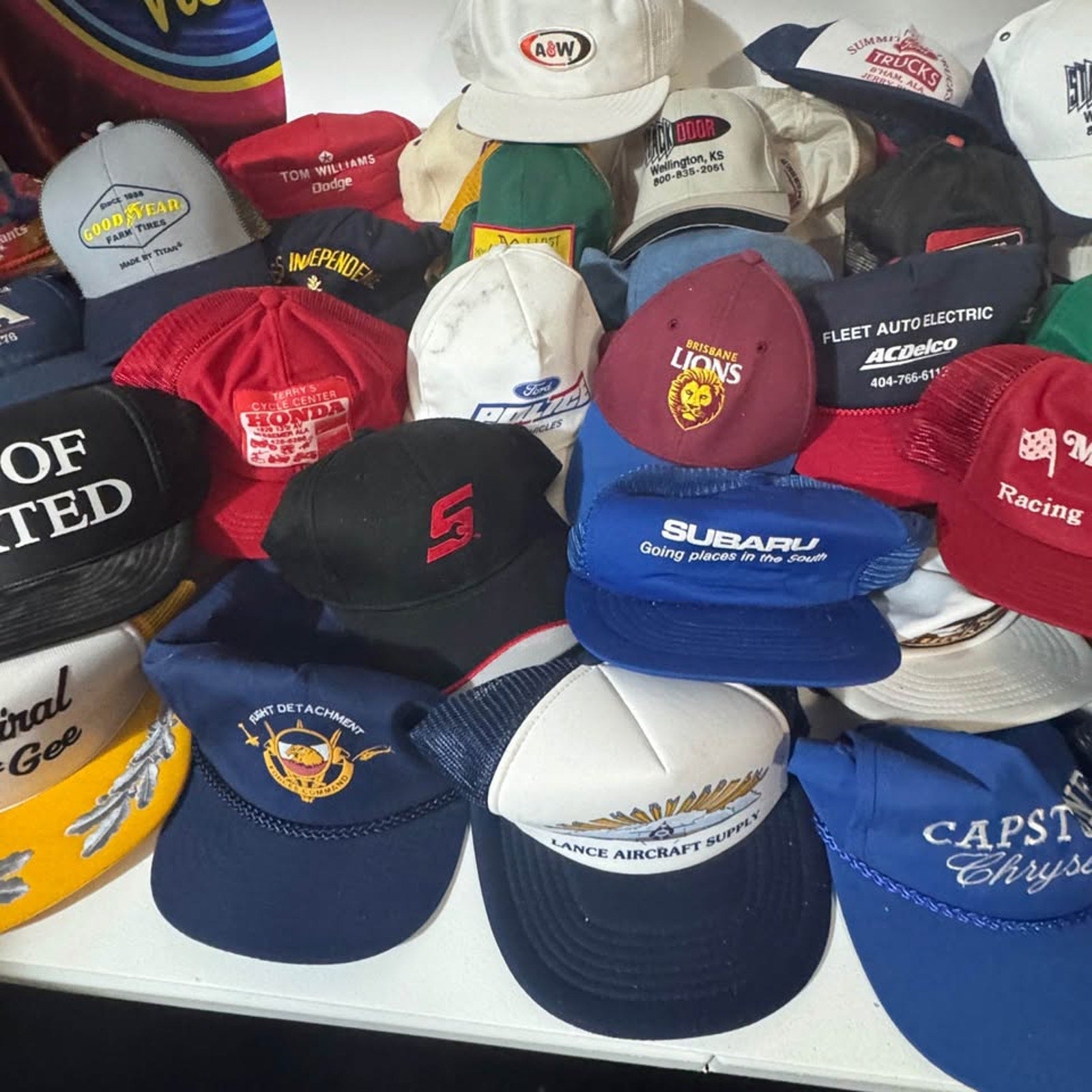 Vtg Trucker Hat Lot 60+ Ford Goodyear A&W Subaru Promo Snapback Caps