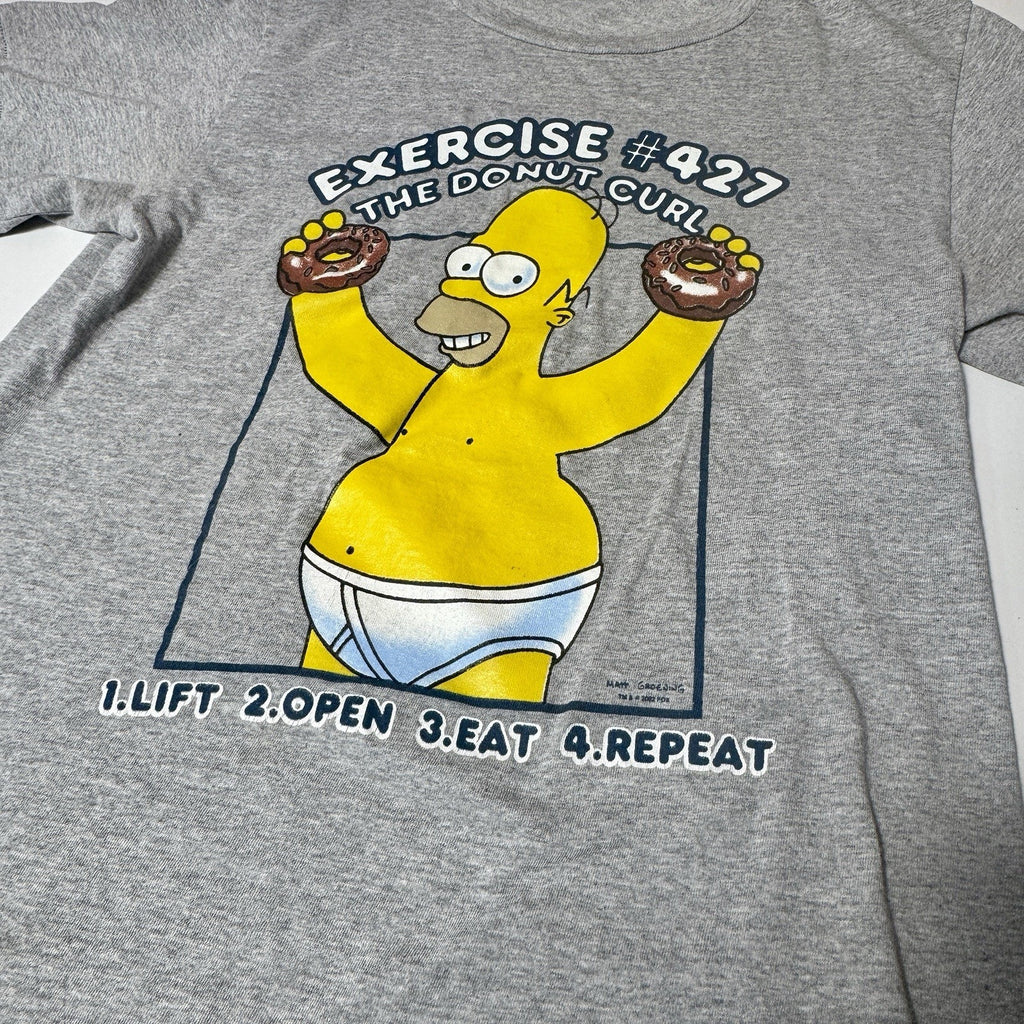 Vintage Homer Simpson Donut Curl Exercise T-Shirt Men's Medium Changes 2002 USA