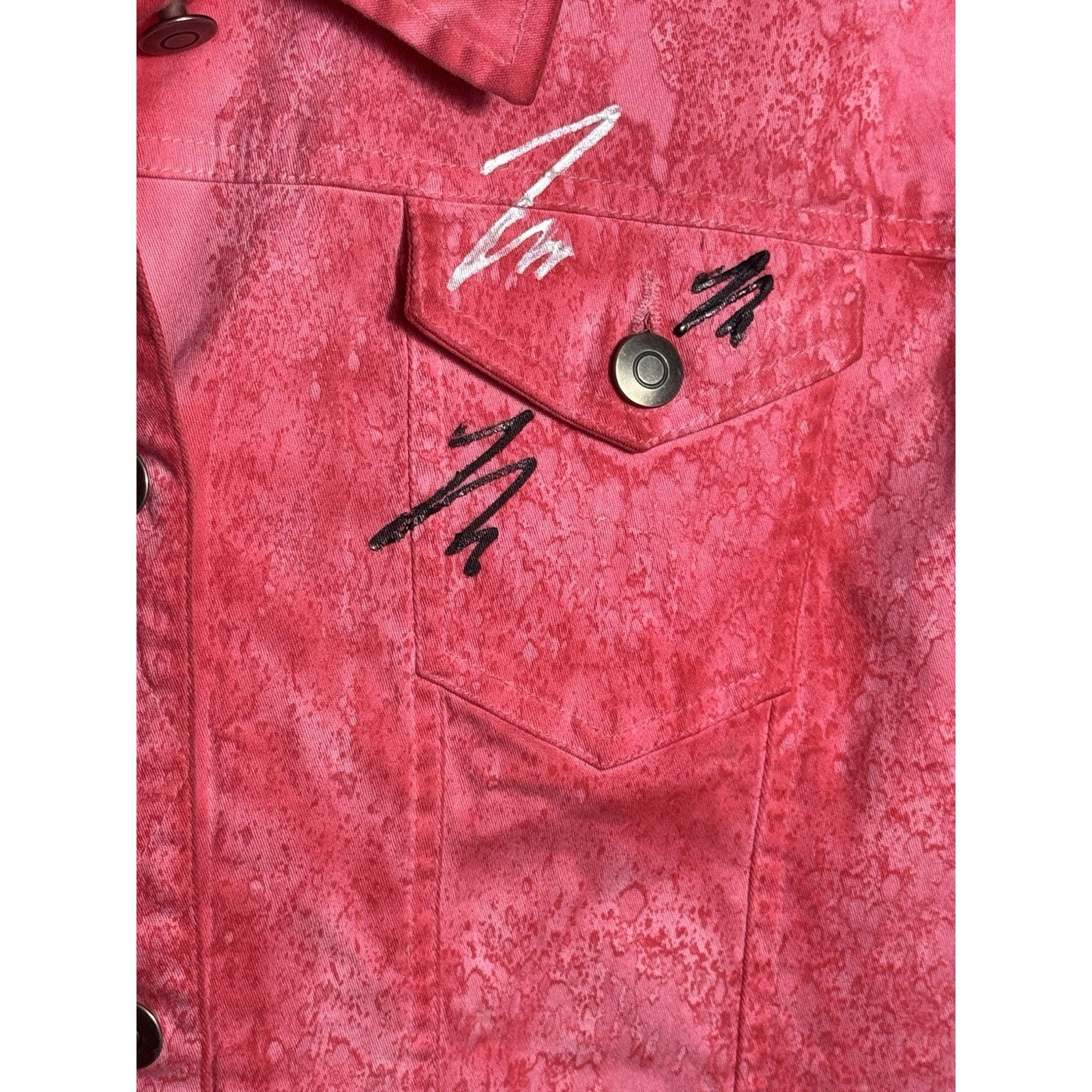 H&J Women's Pink Denim Jean Jacket Size XL Lightweight Long Sleeve