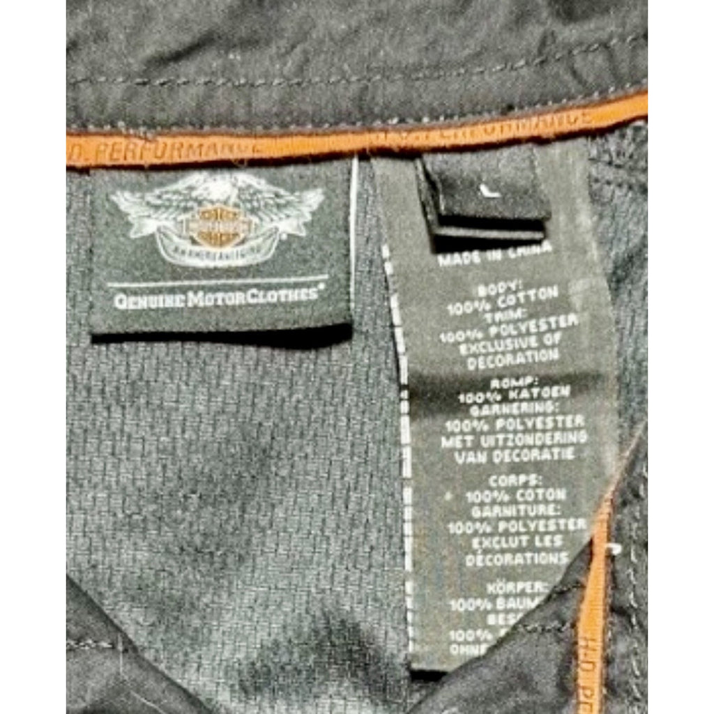 Harley-Davidson Performance Flame Work Shirt Button Up Black Orange Men’s Large