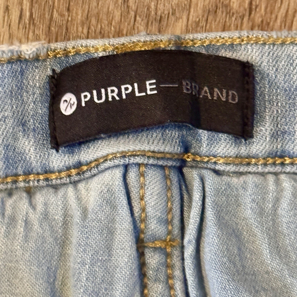 Purple Brand P002 Jeans Mens 30x31 Light Wash Distressed Slim Tapered Denim Rips