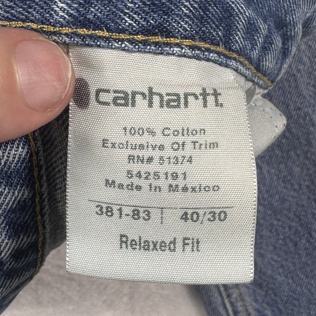 Carhartt B42 Relaxed Fit Jeans Mens 40x30 Distressed Workwear Denim Made Mexico