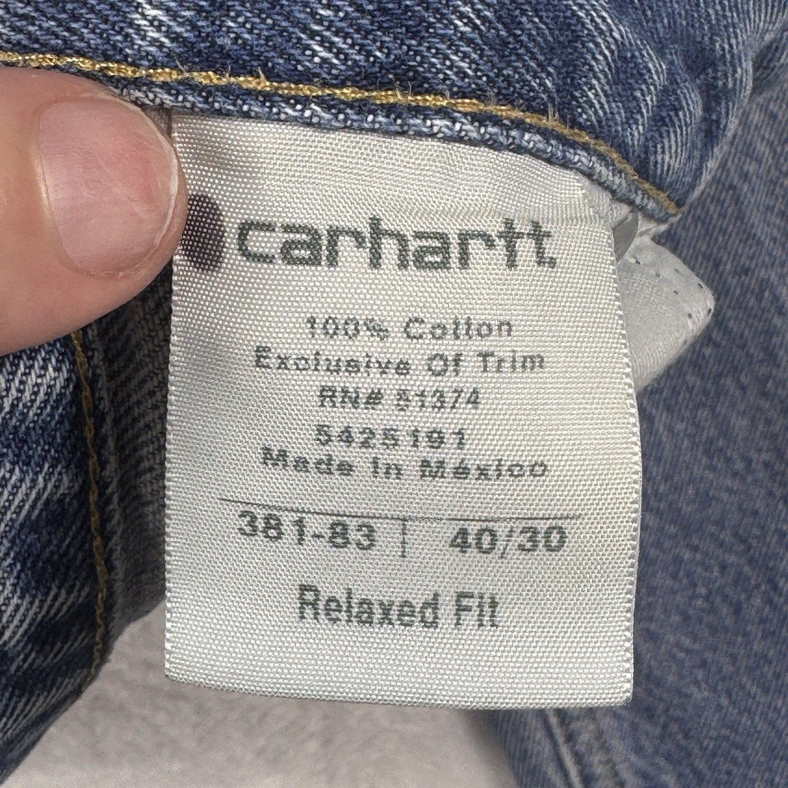 Carhartt B42 Relaxed Fit Jeans Mens 40x30 Distressed Workwear Denim Made Mexico