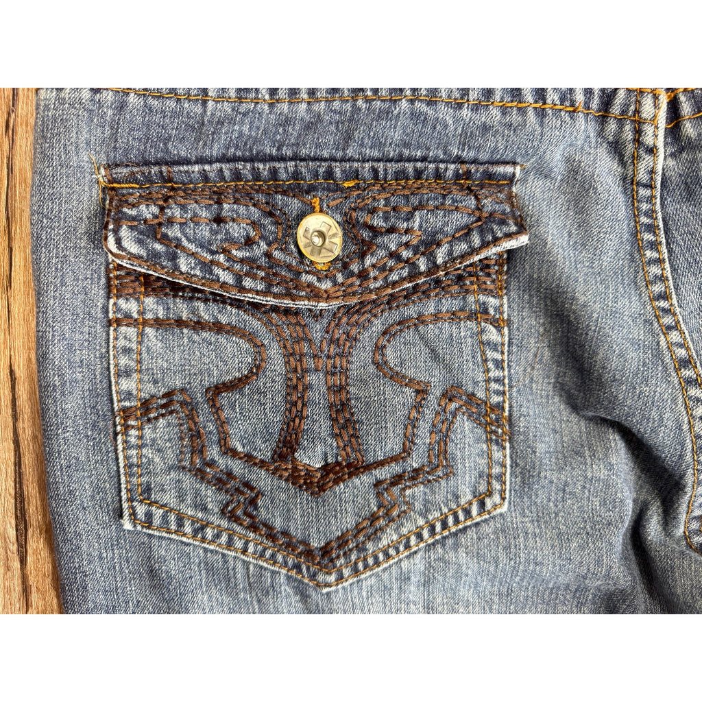 NBN Gear Embroidered Flap Pocket Jeans Men’s 42x32 Baggy Y2K Blue Denim Skater
