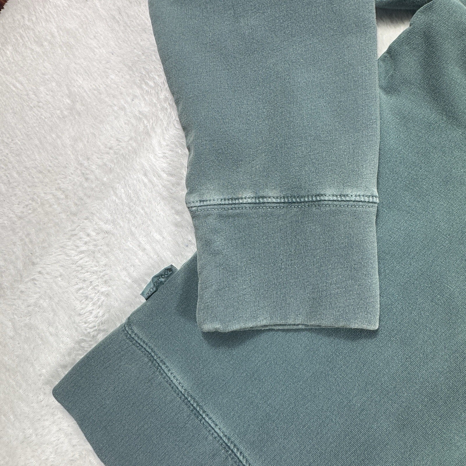 Woolrich Garment Dyed Full Zip Hoodie Womens M Blue Green Stretch Sweatshirt