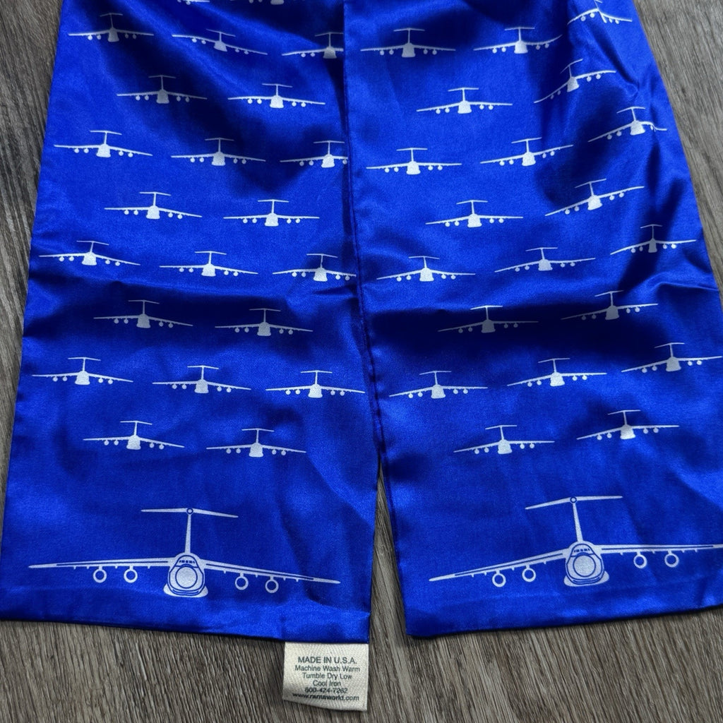 Rama World 56th Airlift Squadron USAF Pilot Scarf Blue C-5 Galaxy Made In USA