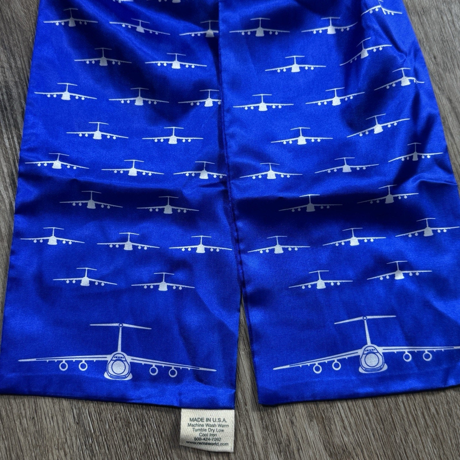 Rama World 56th Airlift Squadron USAF Pilot Scarf Blue C-5 Galaxy Made In USA
