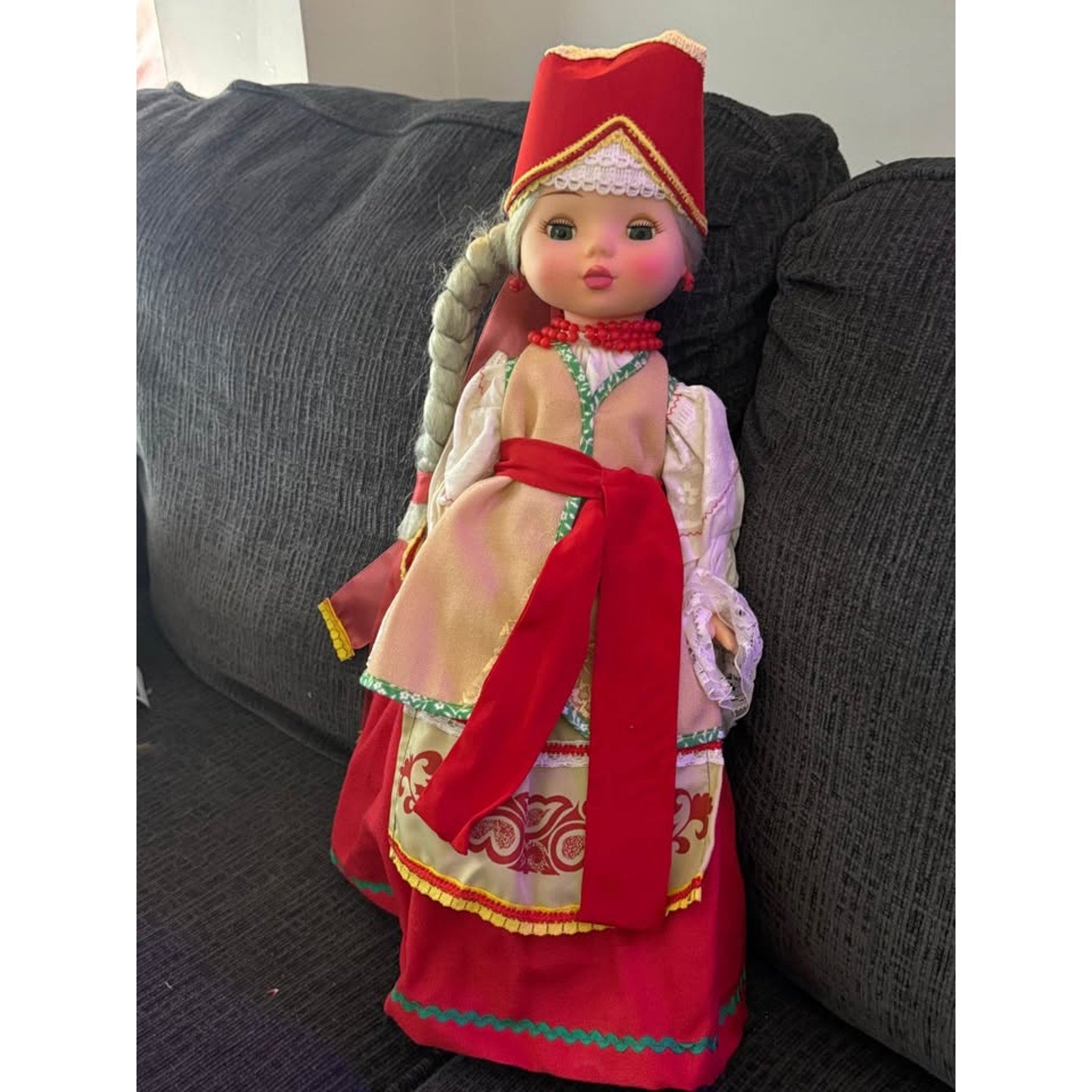 Vintage Russian Tambov Folk Costume Doll 20” Marta Toy Factory Tagged