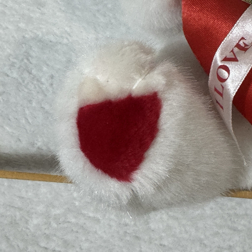 Plush Appeal Valentine Angel Bear Plush Doll White Faux Fur Red Heart Blue Eyes