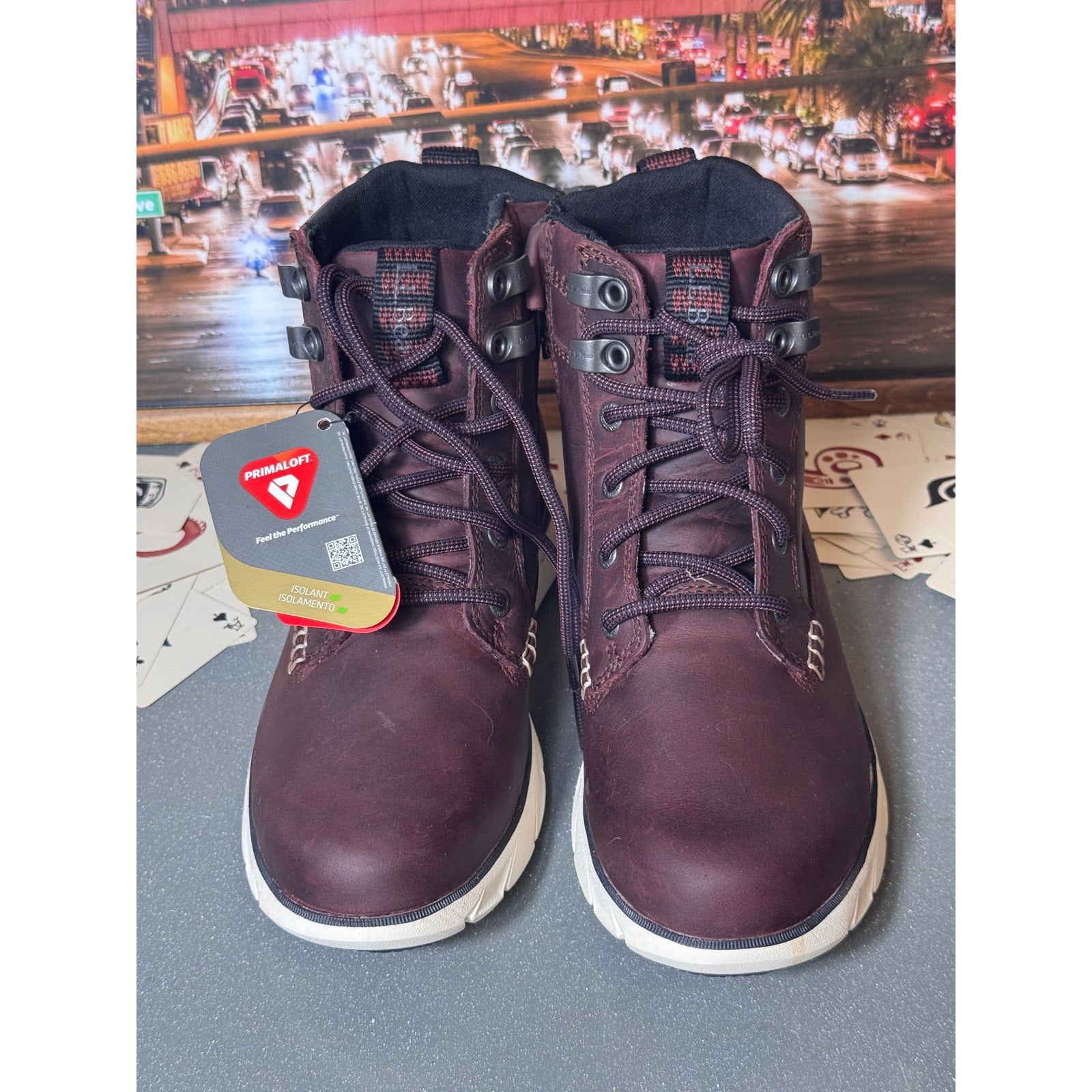 L.L.Bean Down East Utility Primaloft Insulated Hiking Boots Women 8 Wine Leather
