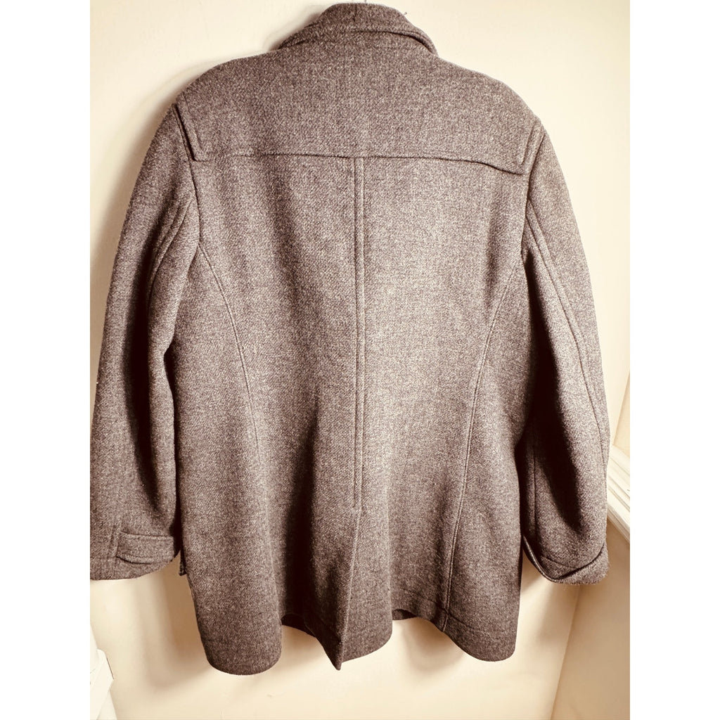 Vintage Banana Republic Gray Wool Duffle Coat Women Large Safari Travel Jacket