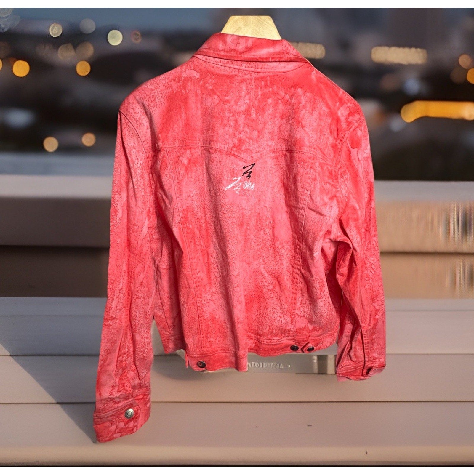 H&J Women's Pink Denim Jean Jacket Size XL Lightweight Long Sleeve