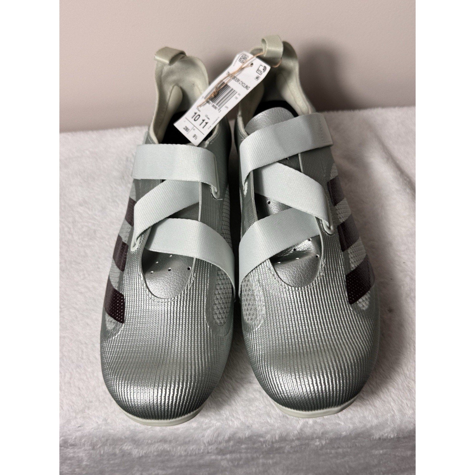 Adidas Indoor Cycling Shoes Triple Strap Grey Green Sz 10 AIG5466 New w/ Tags