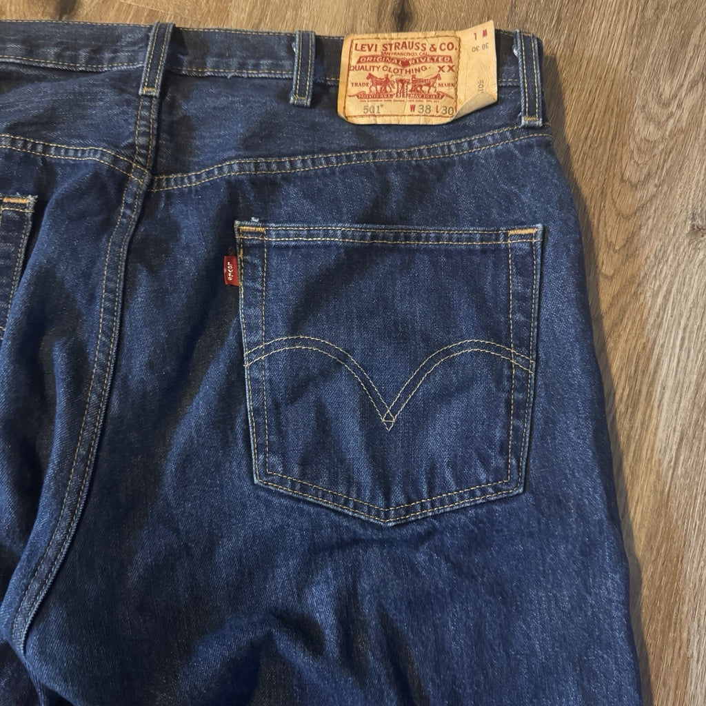 Vtg Men’s Levis 501 Denim Blue Jeans 2007 38x30 Dark Rinse Indigo Button Fly Y2K