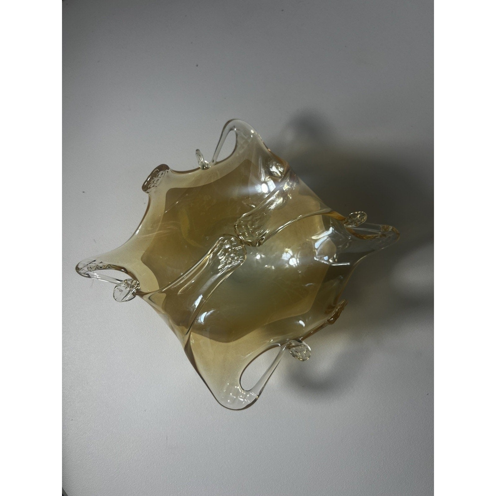 Lavorazione Arte Murano Glass Bowl made in Italy, Amber And gold