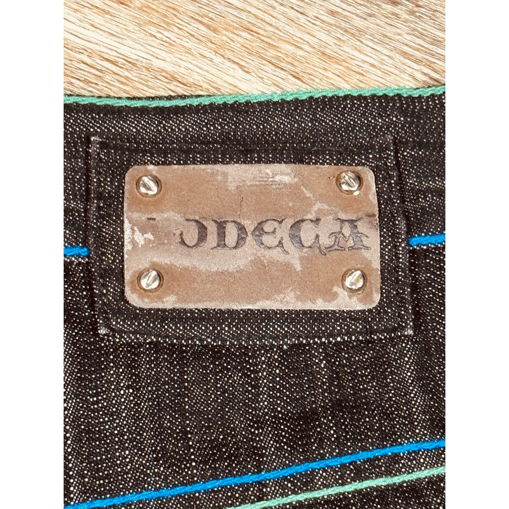 Dodeca Jeans Y2K Dark Wash Wide Leg Graphic Denim 38x34 Rare Streetwear