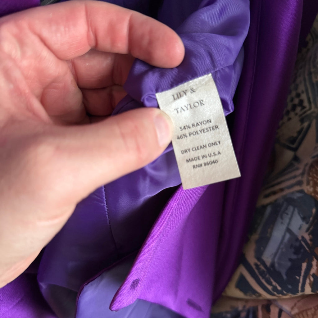 Lily & Taylor Sapphire Collection Purple Rhinestone Jacket Womens 10 USA