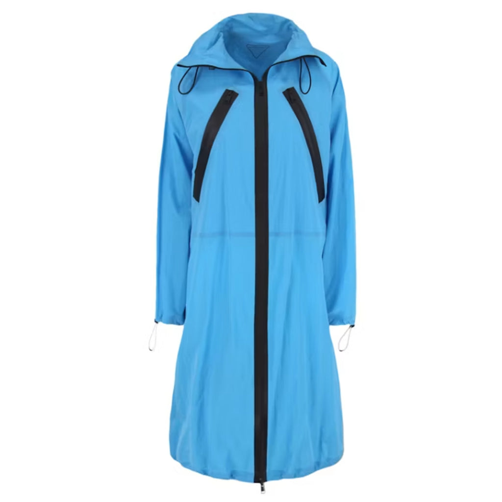 Bottega Veneta Long Hooded Waterproof Parka Jacket Bright Blue Italy S 632742