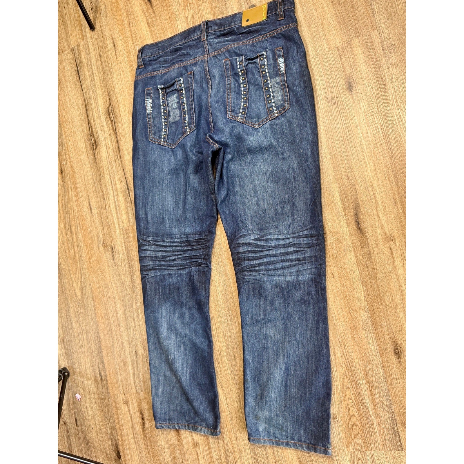 Evolution In Design Y2K Baggy Jeans Men’s 40x32 Distressed Studded Denim