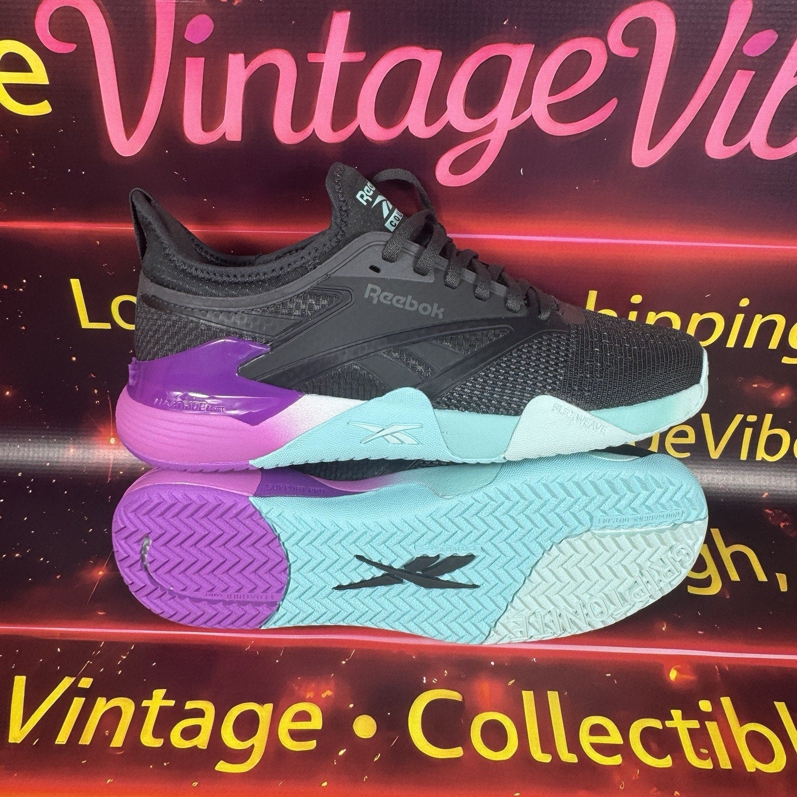Reebok Sneaker Training 100212266 Nano Court Grey Purple Aqua Men’s 9 Women 10.5