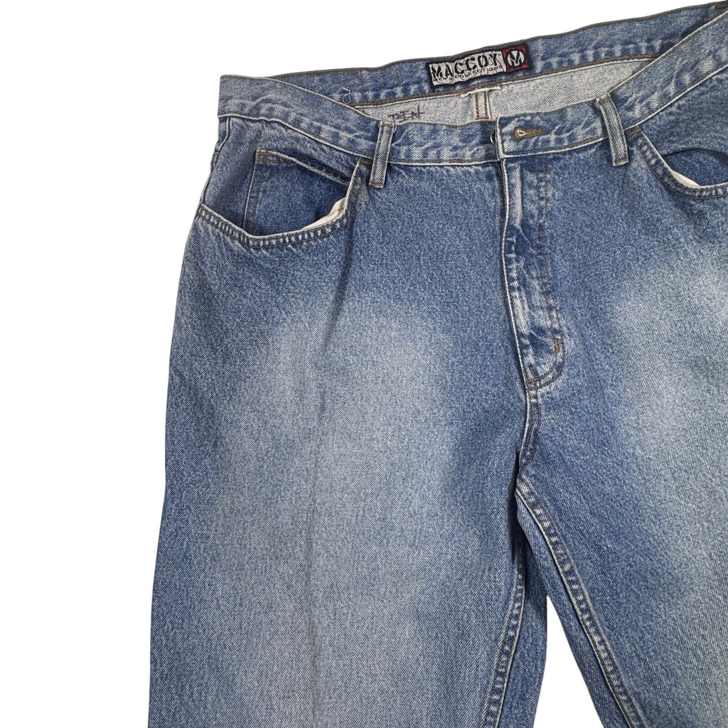 Maccoy Jeans Collection Mens 38x28 Baggy Wide Leg Y2K Skater Blue Denim 90s