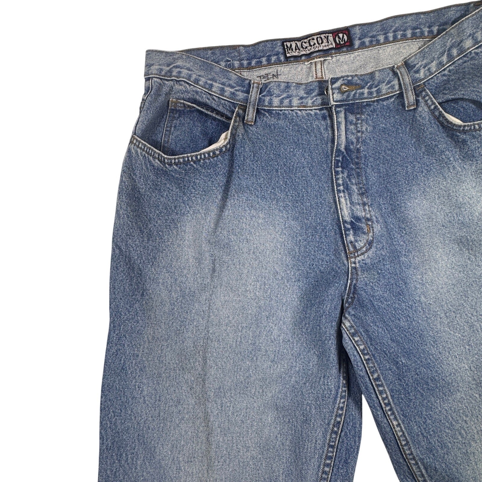 Maccoy Jeans Collection Mens 38x28 Baggy Wide Leg Y2K Skater Blue Denim 90s