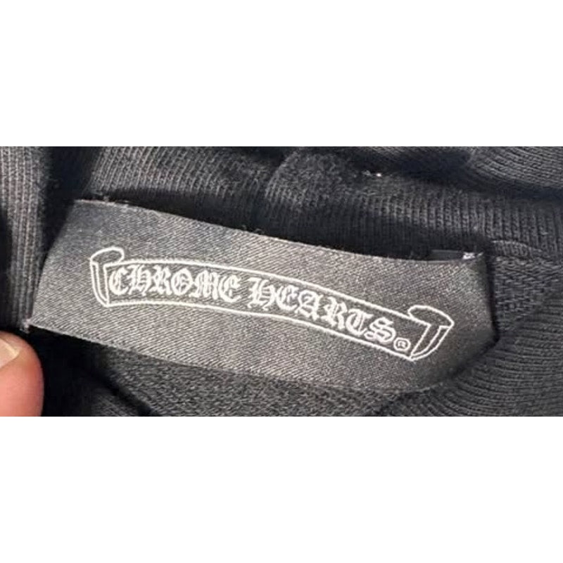Black Chrome Gothic Cross Graphic Hoodie Sz L Streetwear Hearts Pullover