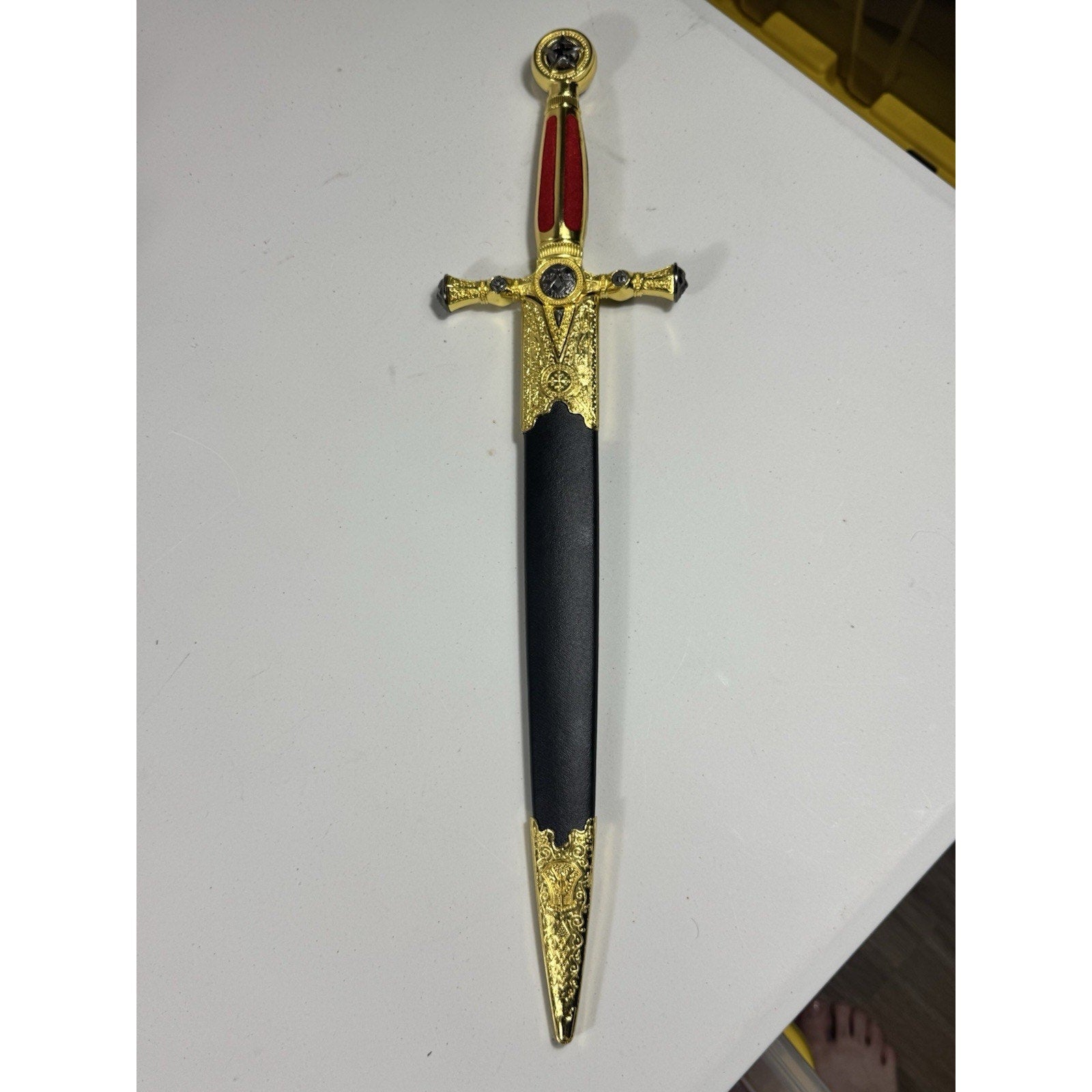 Freemason Masonic Ceremonial Dagger Sword 21.3 in Stainless, Engraved Scabbard