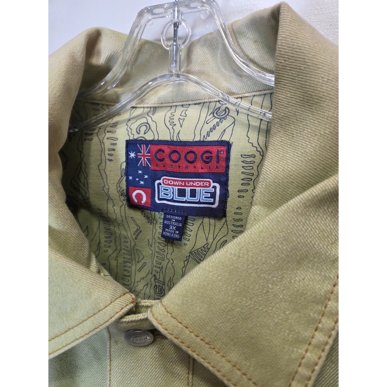 COOGI Down Under Blue Denim Jacket Mens 3XL Olive Green Trucker Vintage