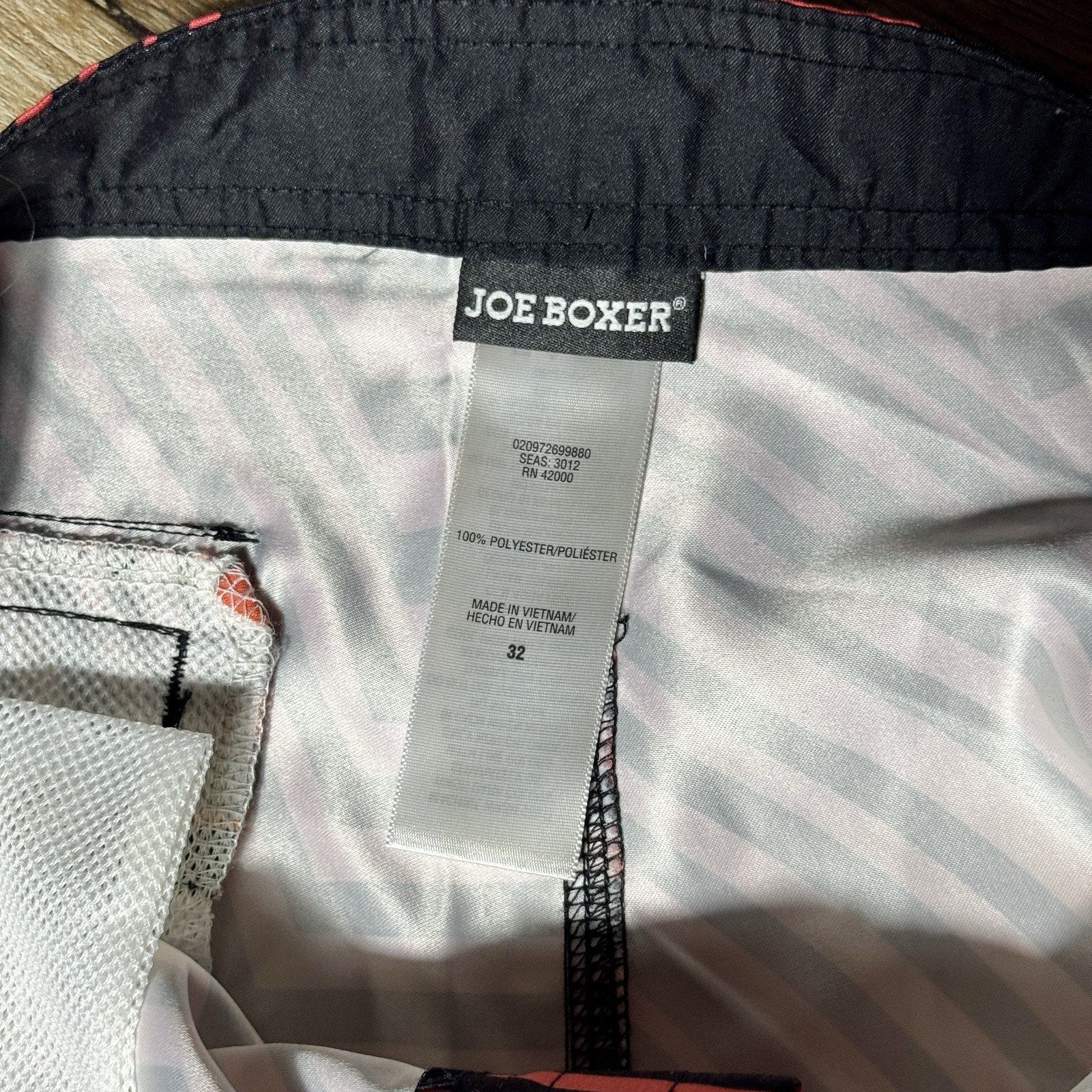VTG Joe Boxer Men 32 Board Shorts Rainbow ZigZag Neon Swim Trunks Deadstock Y2K