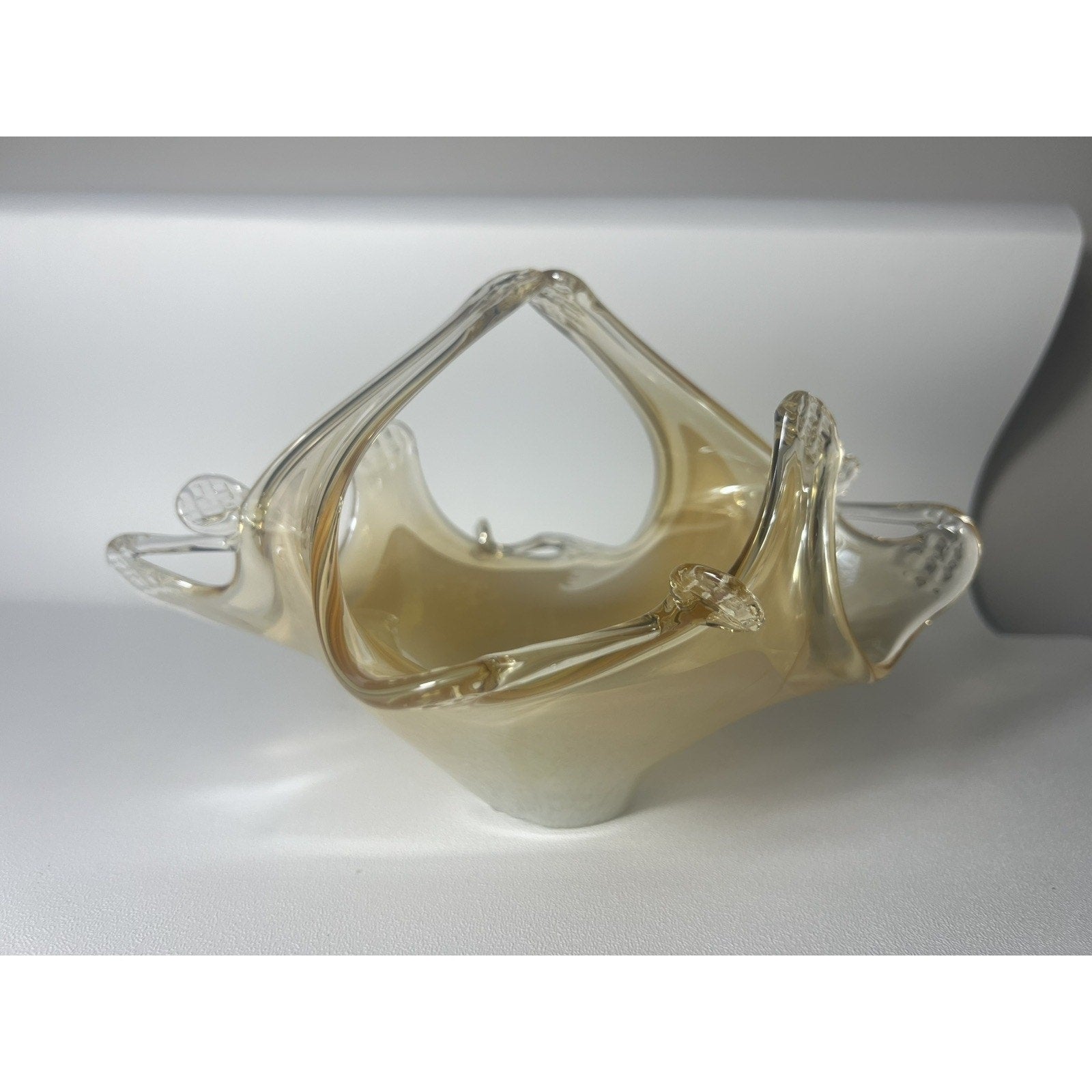 Lavorazione Arte Murano Glass Bowl made in Italy, Amber And gold
