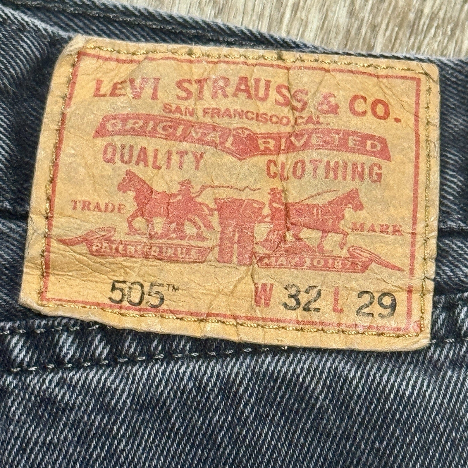 Levi's 505 Regular Fit Jeans Mens 32x29 Gray Black Straight Leg Denim VTG Y2K