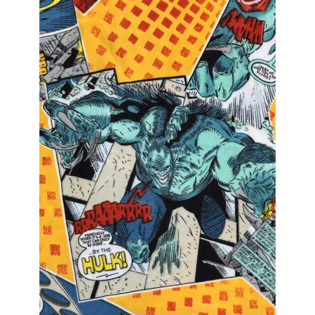 Vtg KAD Comic Book All Over Print Button Up Shirt Marvel Style XL Thor Hulk Y2K