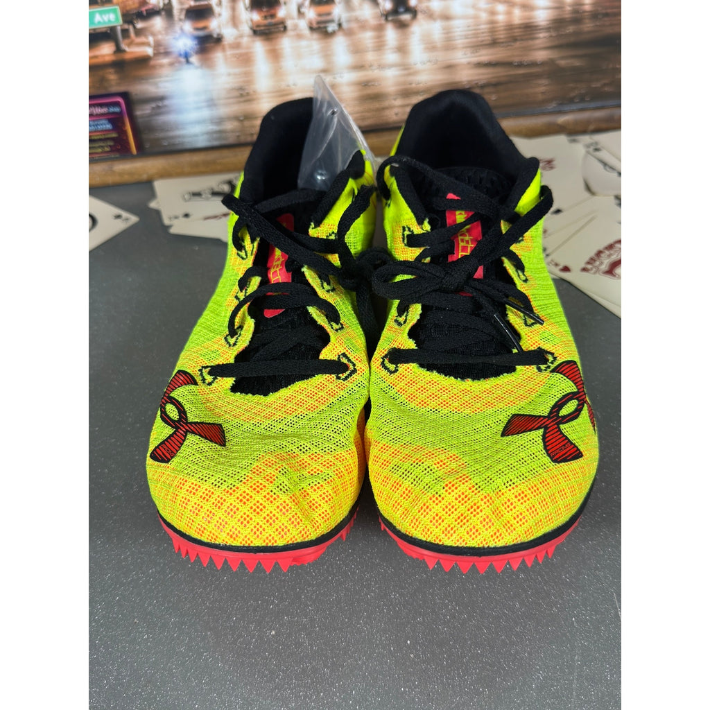 Under Armour UA Distanc Track Spikes Neon Volt Red Sz 11.5 3025460-300 Running